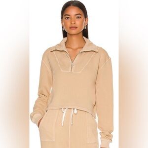 Tularosa Green The Benny Half Zip Tan Sweatshirt - Small